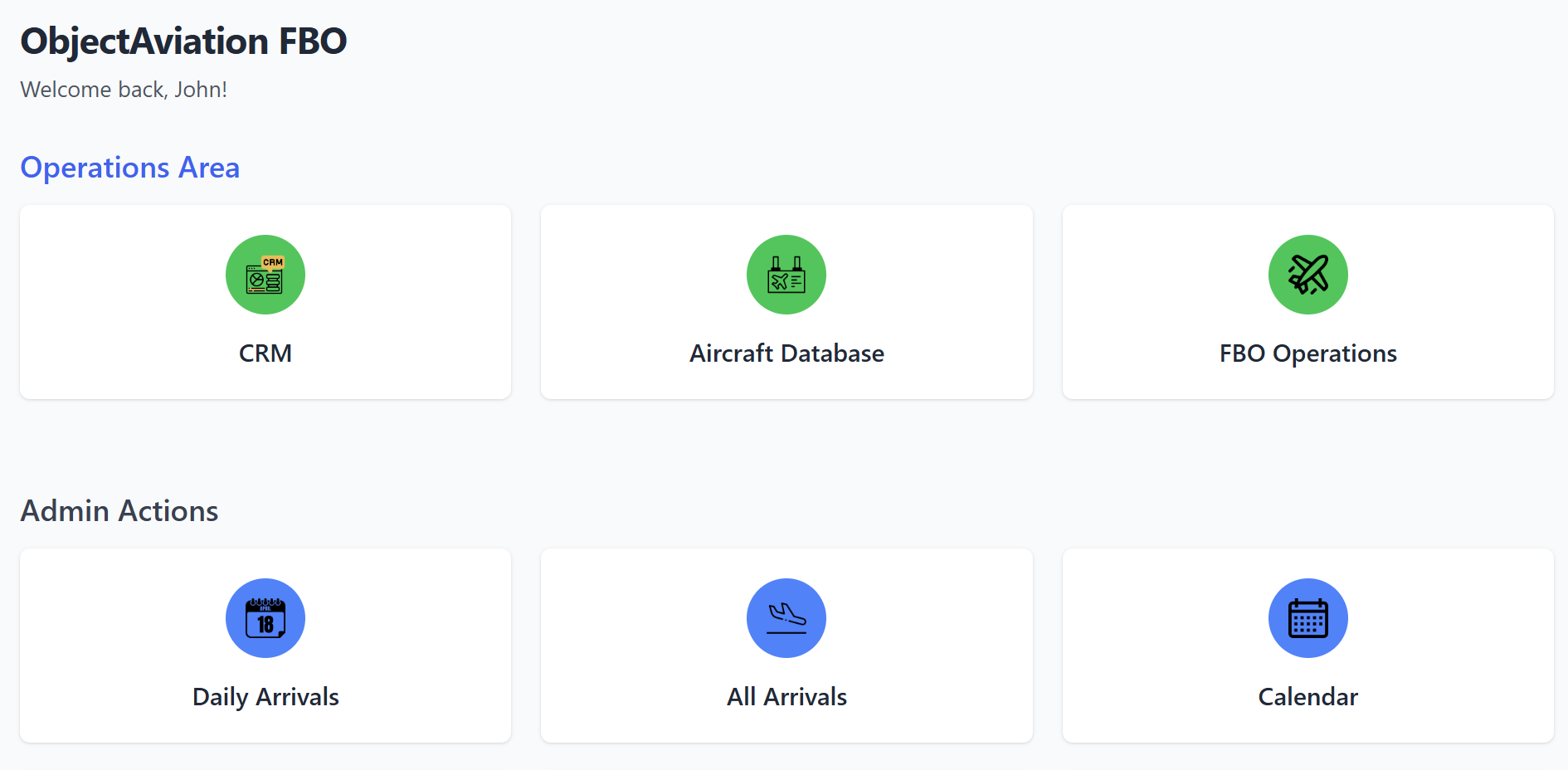 Streamlined operations interface in ObjectAviation’s ERP dashboard